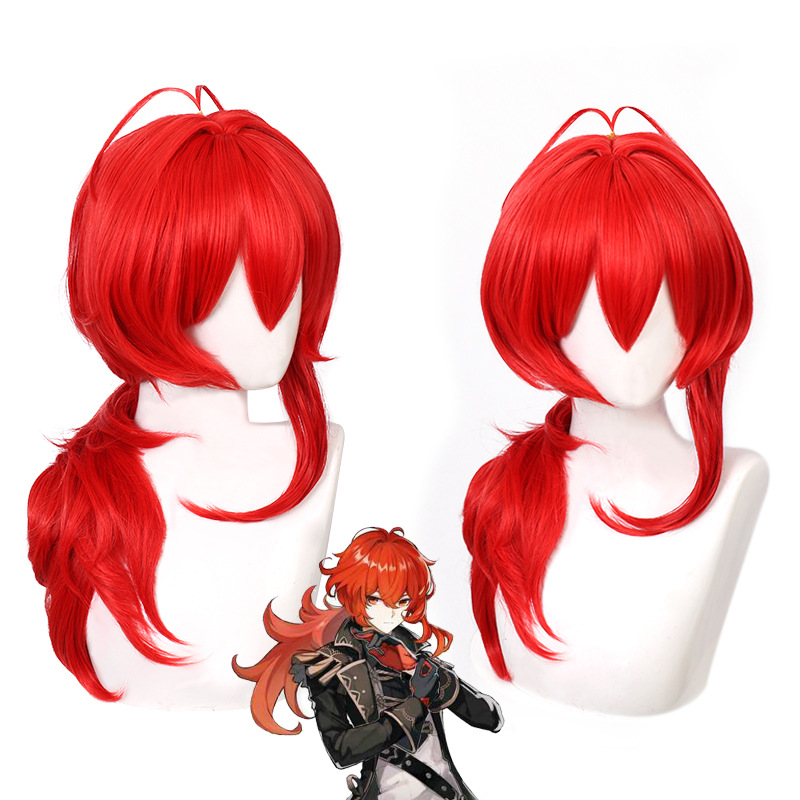 Men Accessories For Travel - Genshin Impact Diluc Cosplay Wig Traveler