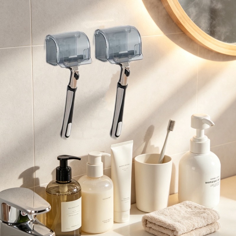 Men'S Accessories Rack - 1-5PCS Punch Free Shaving Plastic Holder