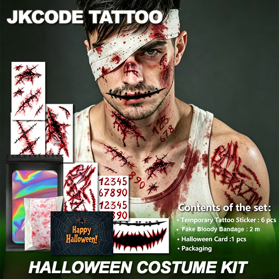 Men Accessories Combo Gift - Halloween Horror Costumes, Halloween Tattoo Gift