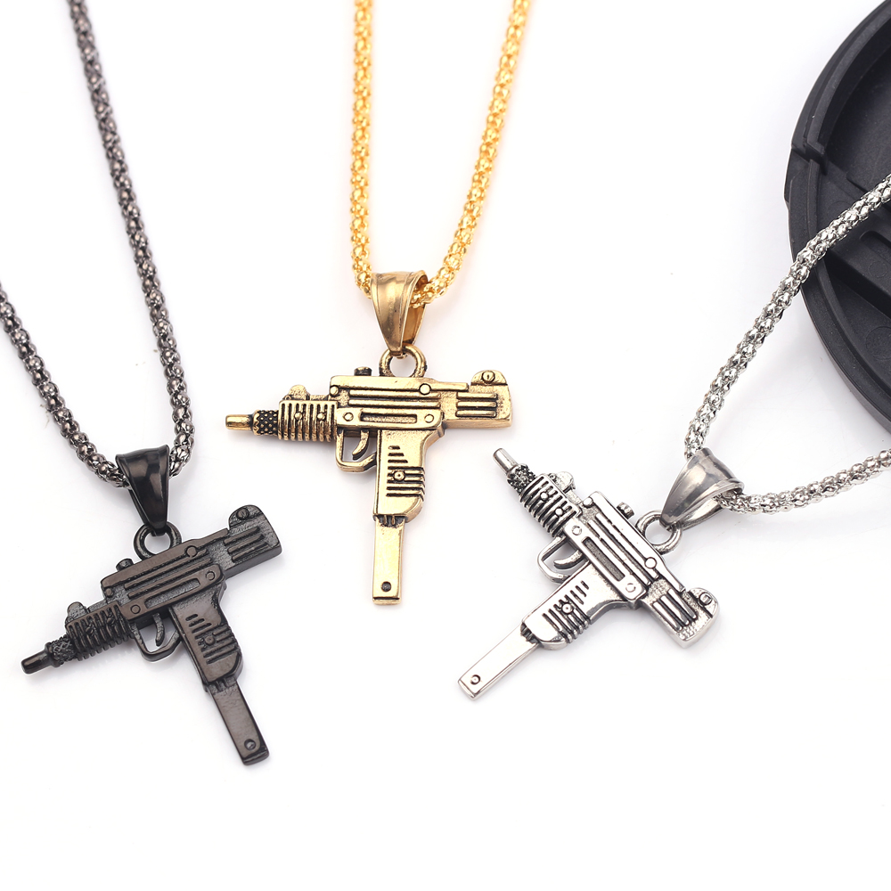 Punk Uzi Pistol Machine Gun Ne - Men Accessories Necklace ulasan dan harga