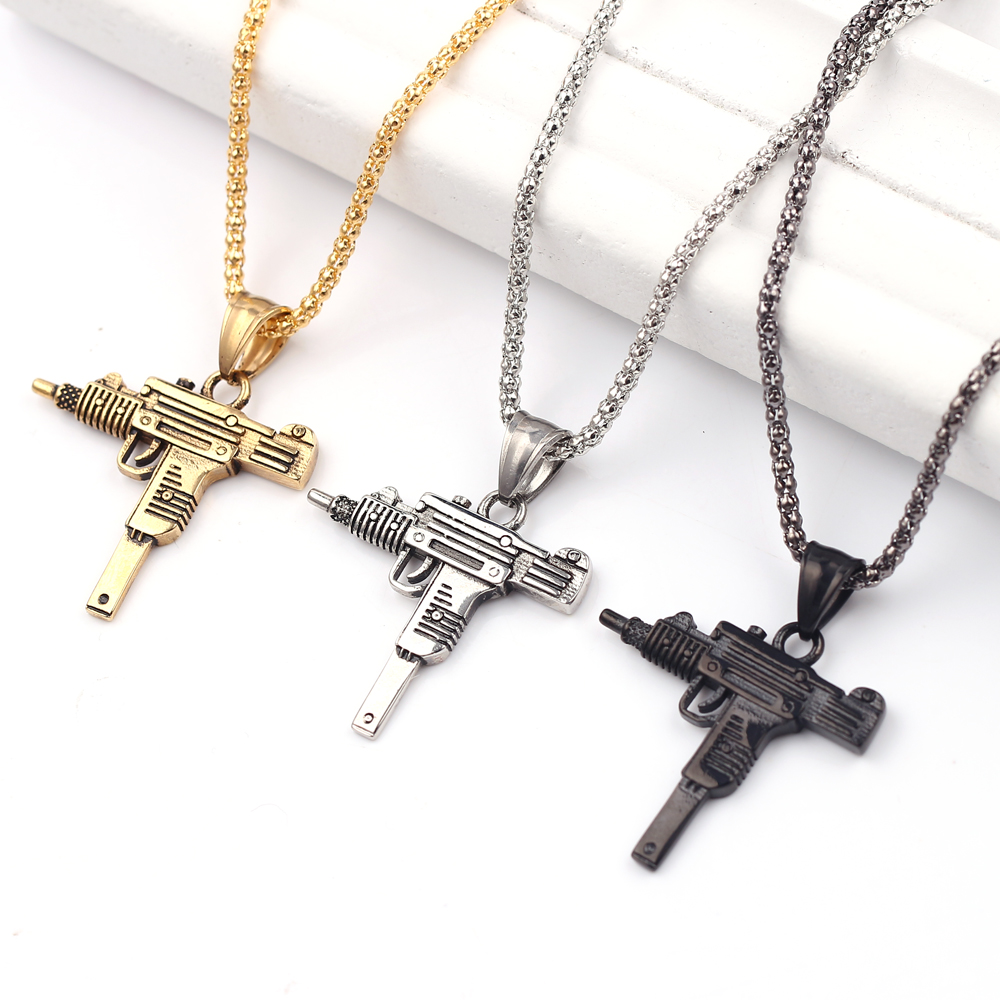 Punk Uzi Pistol Machine Gun Ne - Men Accessories Necklace ulasan dan harga