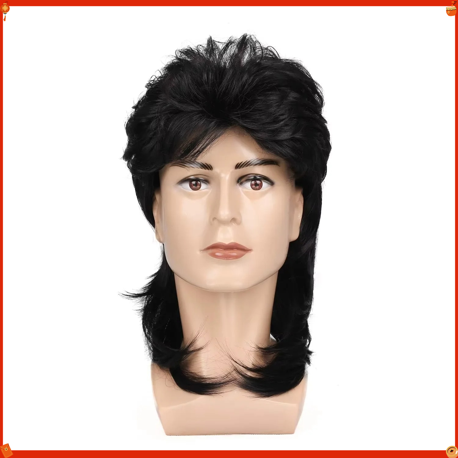 Synthetic Mullet Wig for Men 7 - Men'S Accessories In The 80S ulasan dan harga