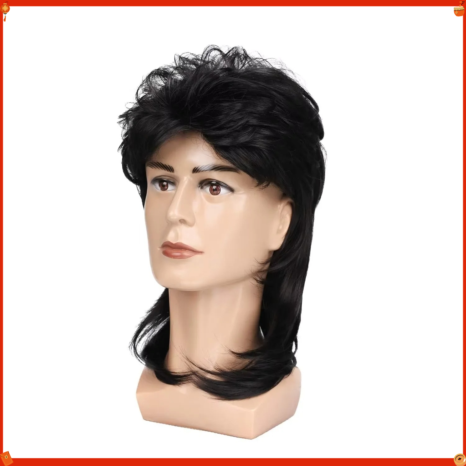 Synthetic Mullet Wig for Men R - Men'S Accessories In The 80S ulasan dan harga