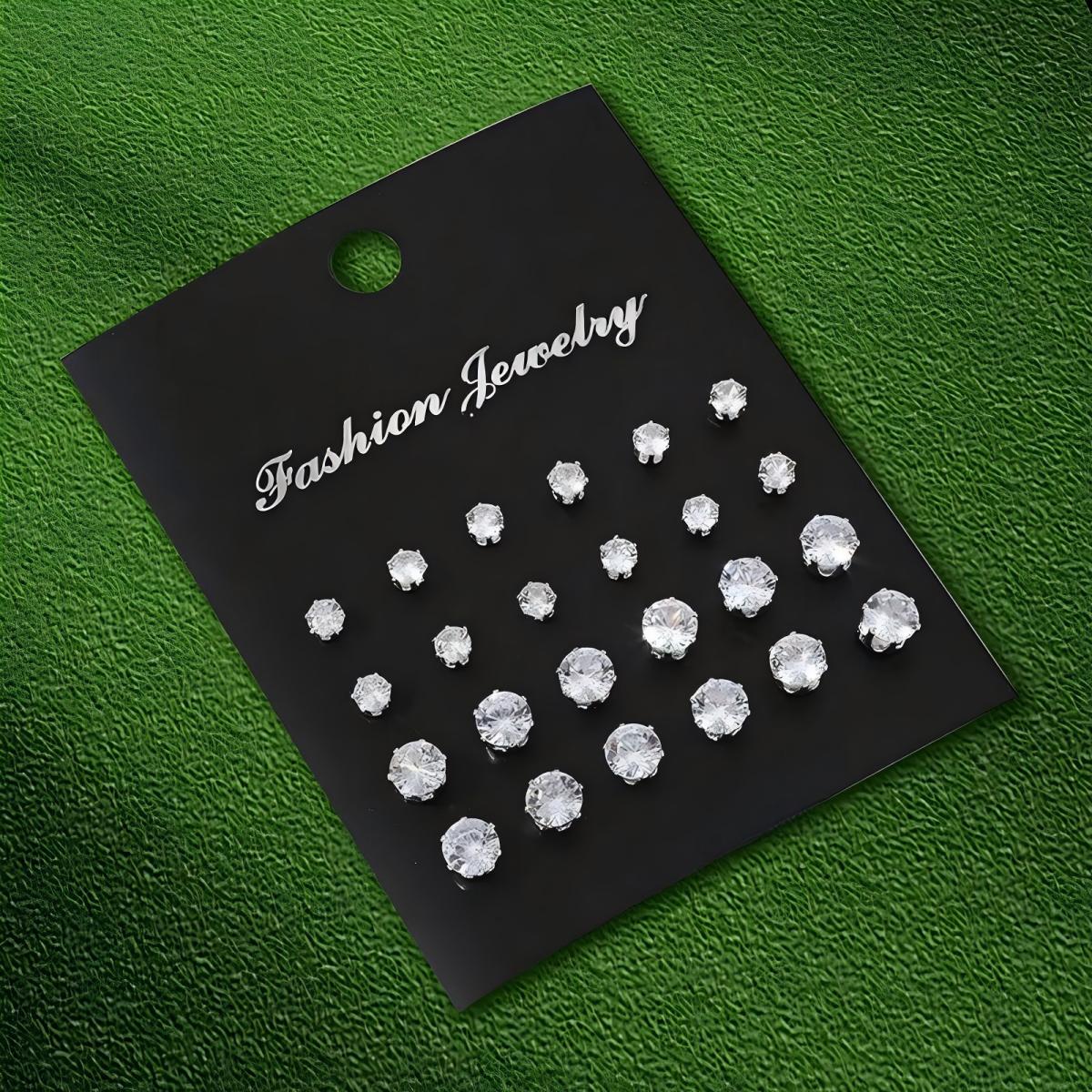 12 Pairs Cubic Zirconia Simula - Men Accessories Combo Gift ulasan dan harga