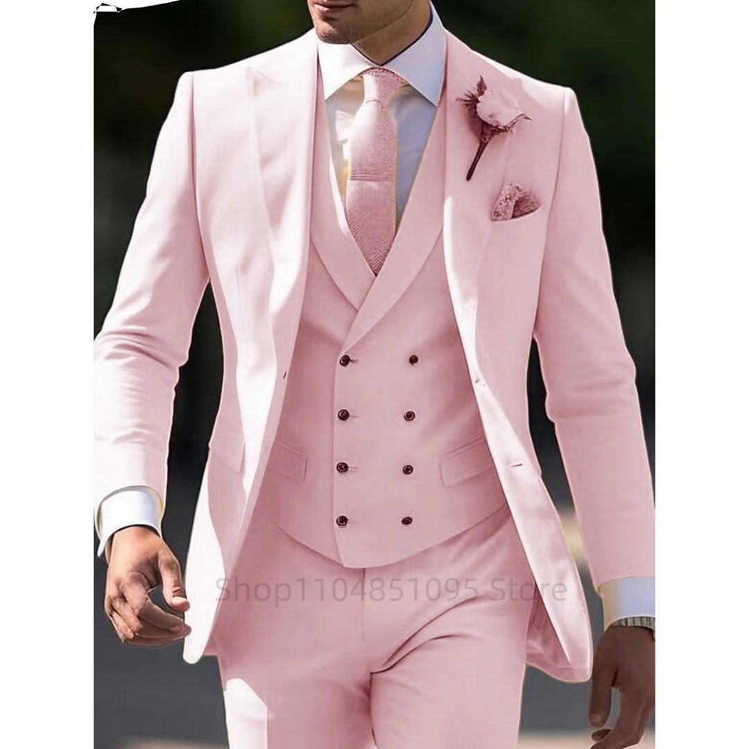 Elegant 3 Piece Pink Men's Sui - Men Accessories Elegant ulasan dan harga
