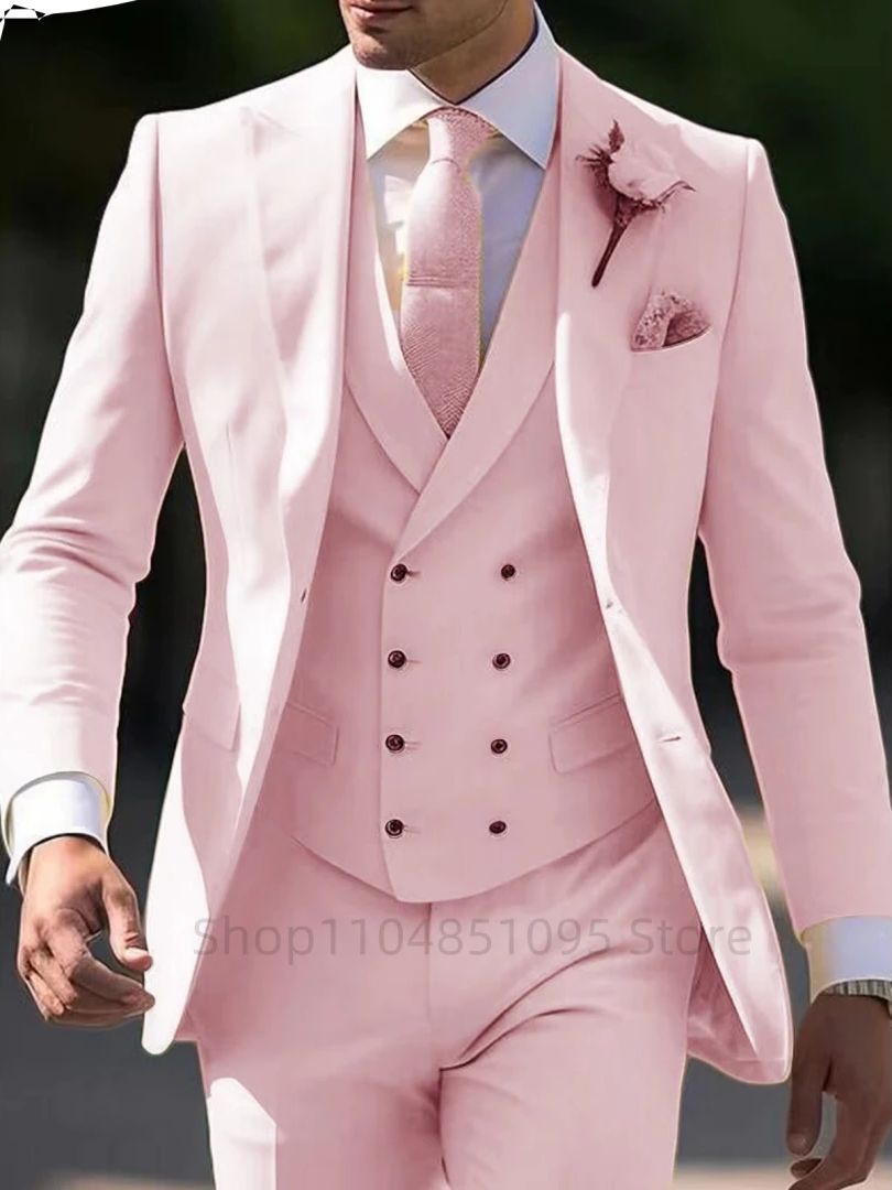 Elegant 3 Piece Pink Men's Sui - Men Accessories Elegant ulasan dan harga