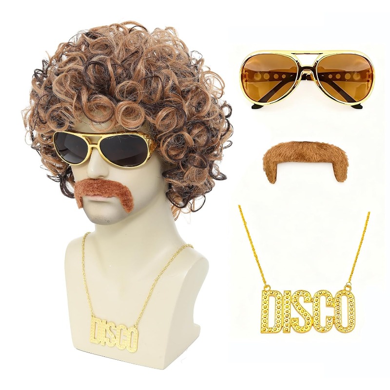 70s 80s Disco Costume Wig Set- - Men'S Accessories In The 80S ulasan dan harga