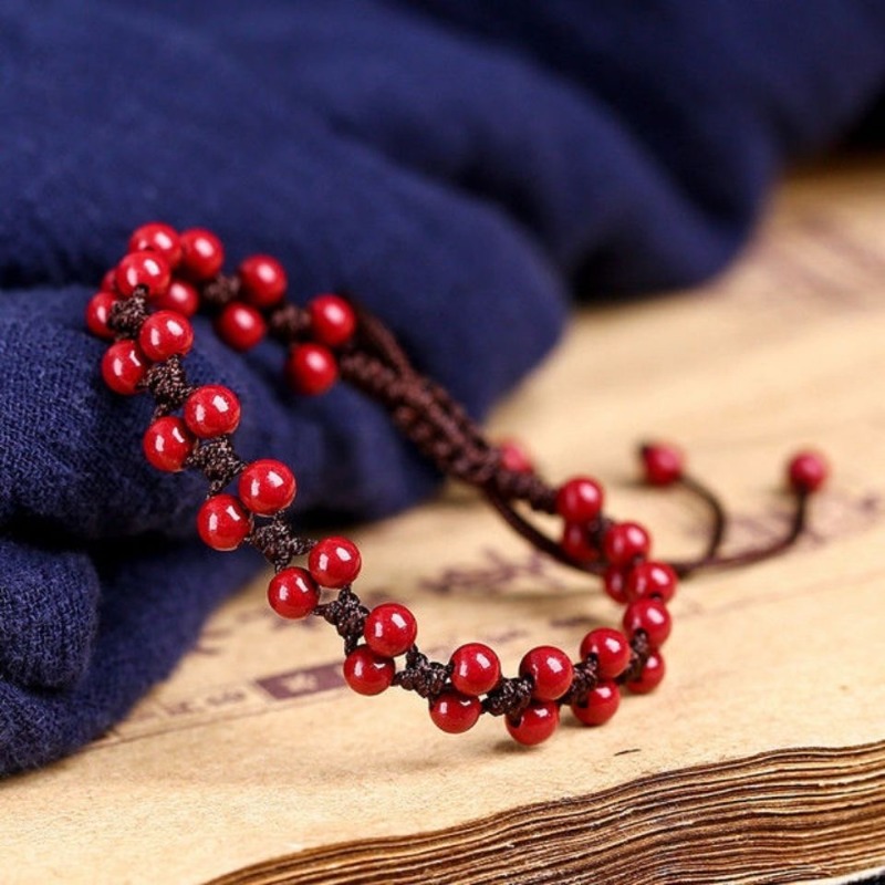 Customized Natural Red Cinnaba - Bead Bracelet Men ulasan dan harga