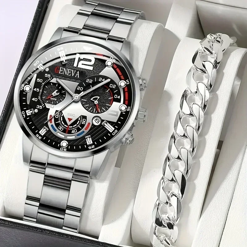 2pcs Stylish Round Face Quartz - Men Accessories Elegant ulasan dan harga