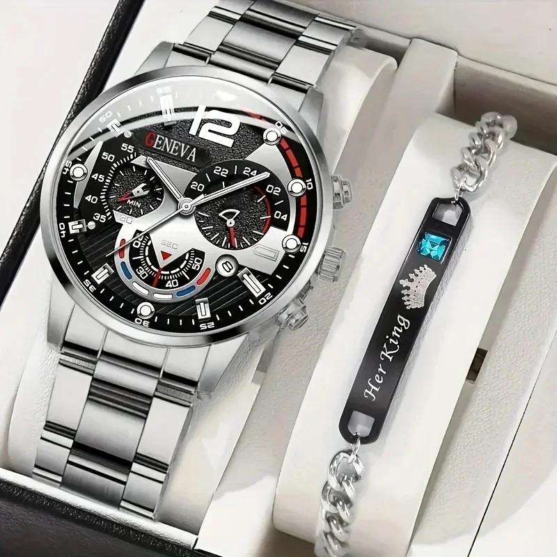 2pcs Stylish Round Face Quartz - Men Accessories Elegant ulasan dan harga