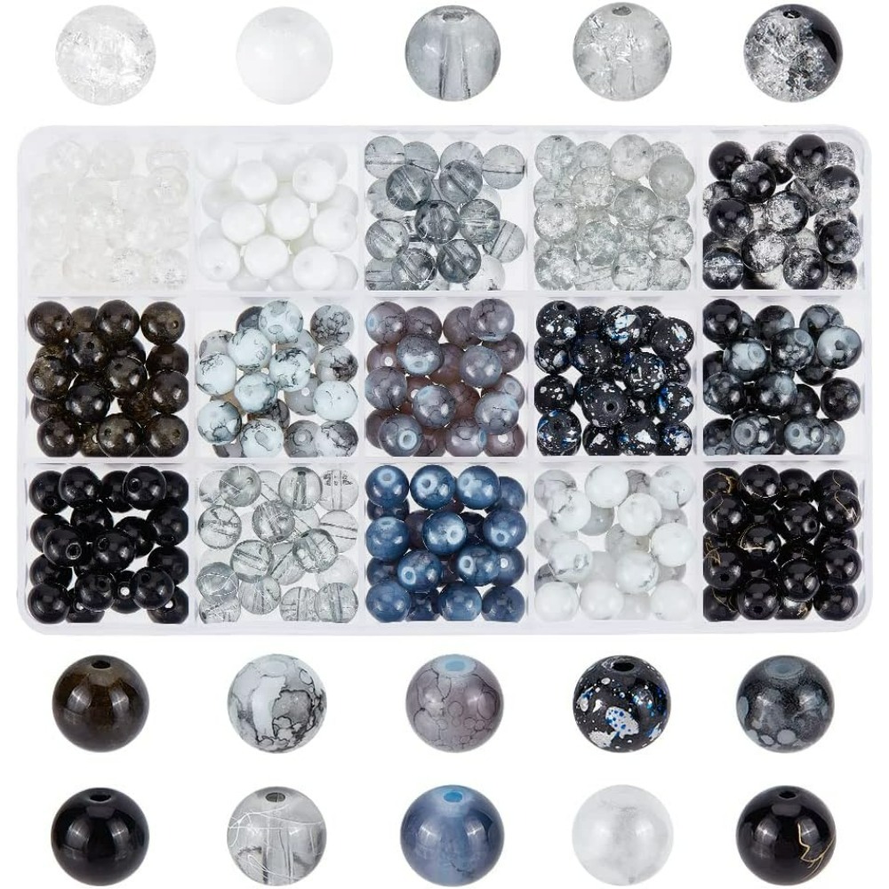 300pcs 8mm Black Glass Beads 1 - Bead Bracelet Men ulasan dan harga