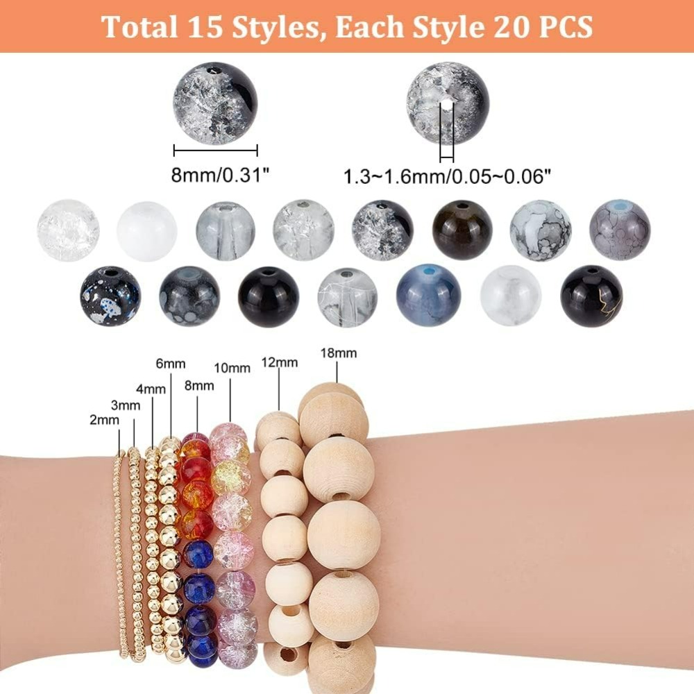 300pcs 8mm Black Glass Beads 1 - Bead Bracelet Men ulasan dan harga