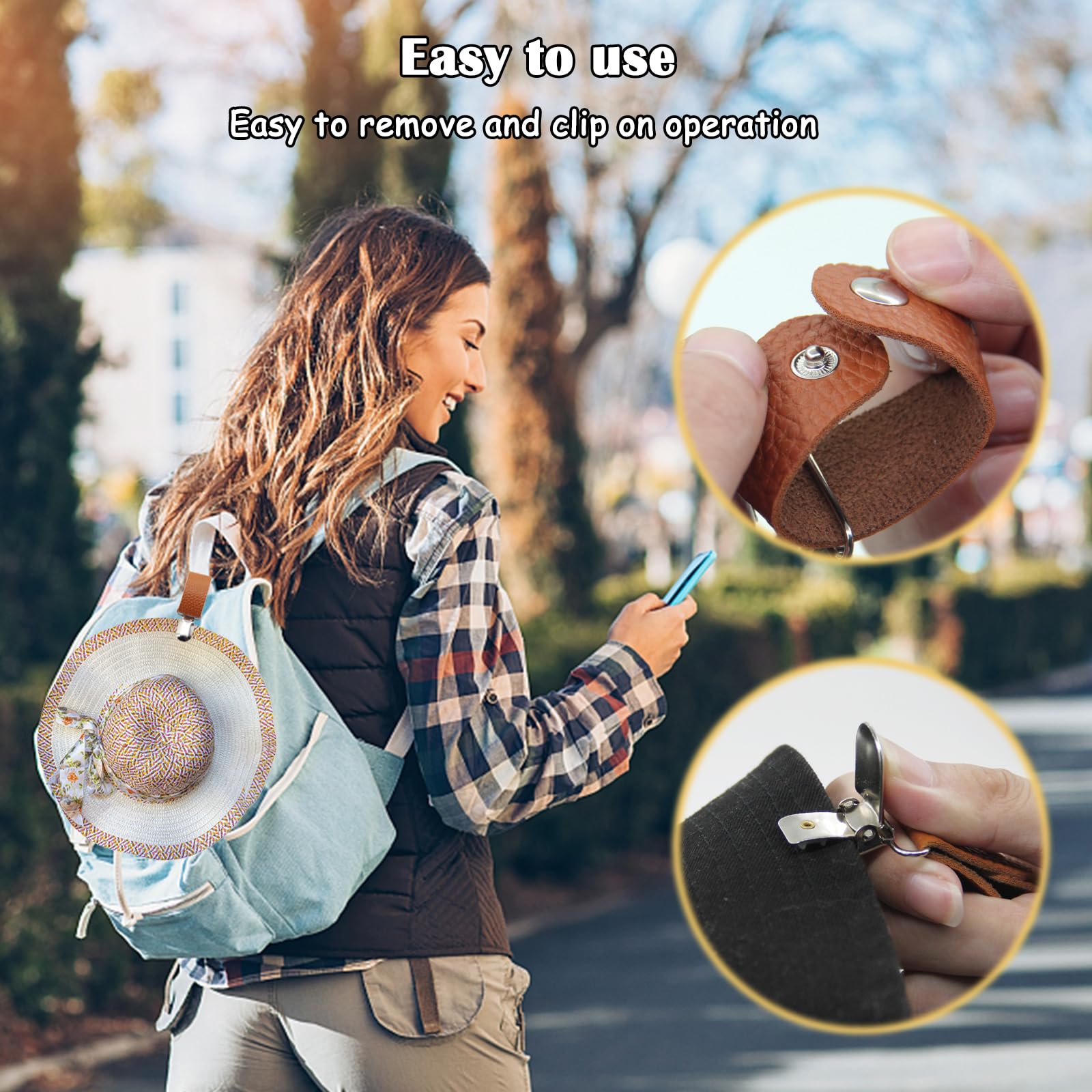 PU Leather Hat Clip for Travel - Men Accessories For Beach ulasan dan harga