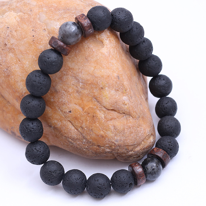 Handmade Elastic 8mm Volcanic  - Bead Bracelet Men ulasan dan harga
